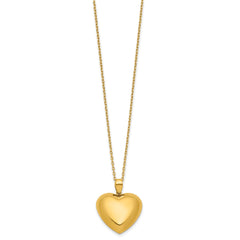 18K Yellow Gold Puffed Heart Pendant Necklace, 16 with 2 Extension
