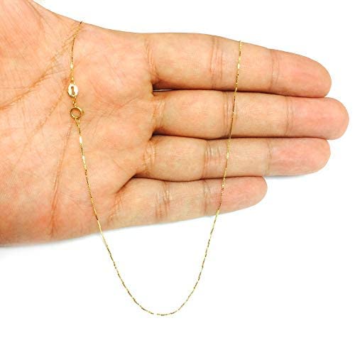 10k Real Solid Gold Mirror Box Chain Necklace, 0.6mm (24 Inches, Yellow Gold)