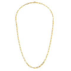 14k Yellow Real Gold Paperclip Chain Necklace, 3mm