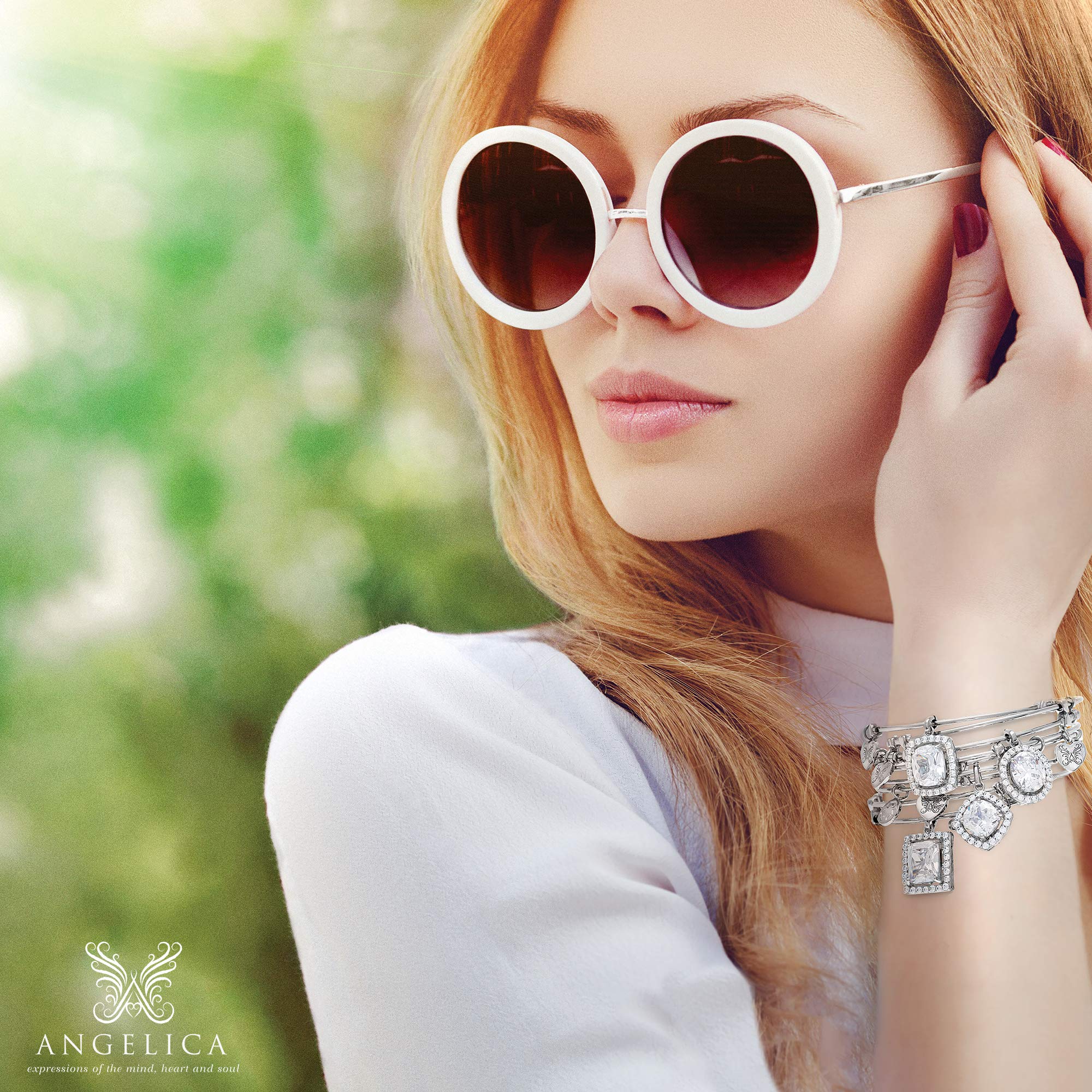 Angelica Finish Brass Palm Tree Adjustable Bangle Bracelet, 7.25