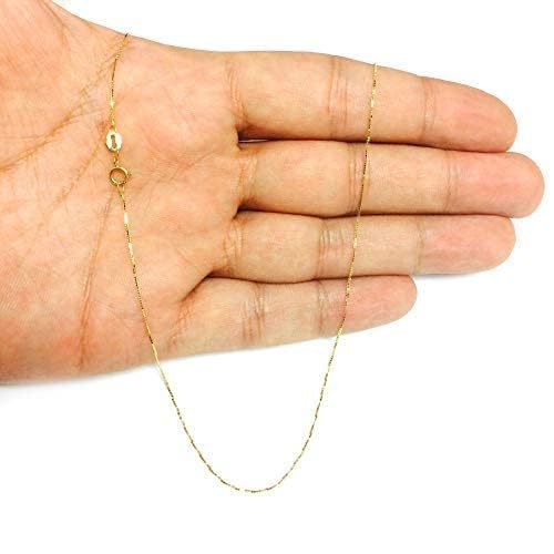 Solid 925 Sterling Silver, 22K Gold Plated Box Style Chain Necklace, 0.8mm (18 Inches)