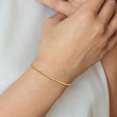 14k Yellow Gold 1.5mm Diamond Cut Slip-on Bangle Bracelet, 8 Inches