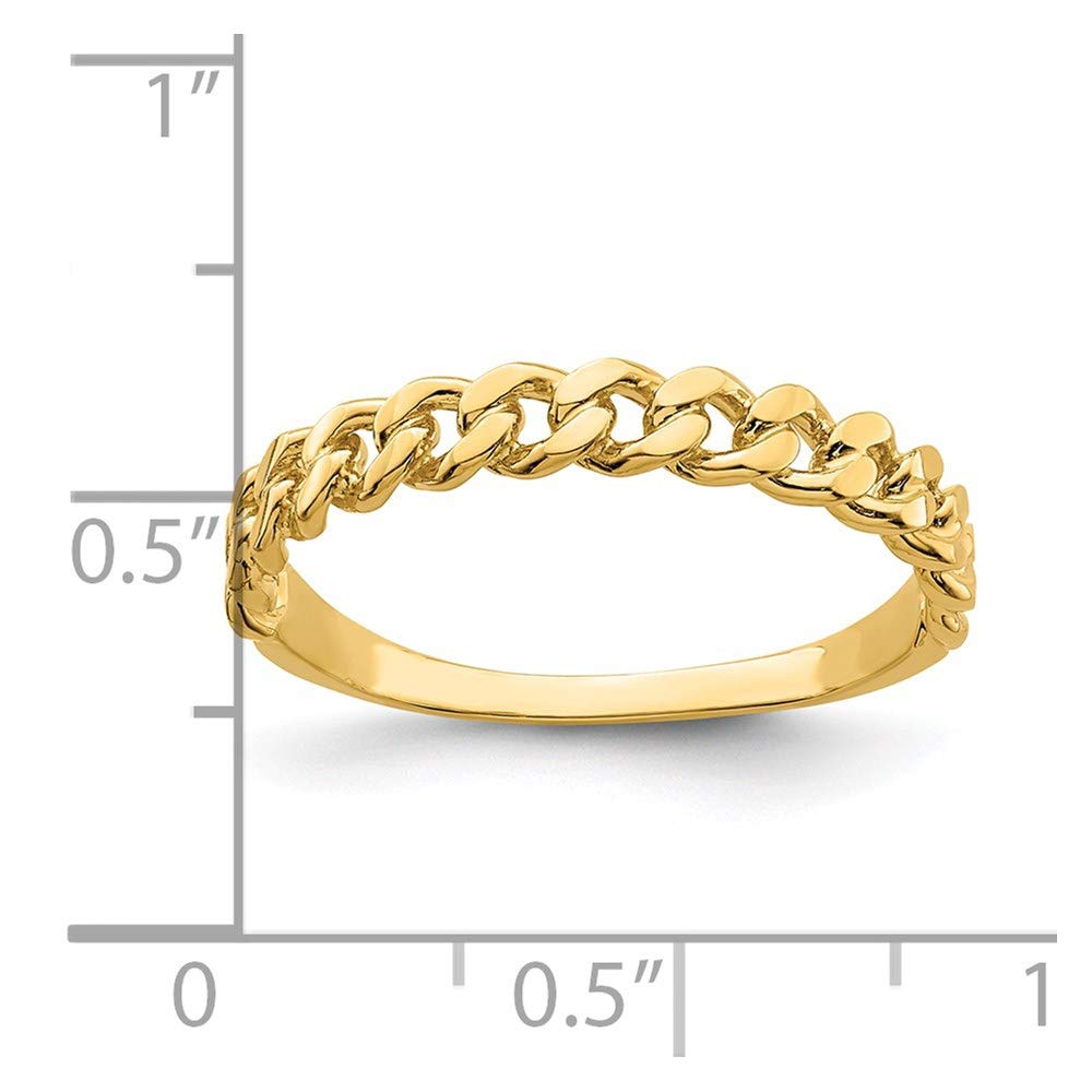 14k Yellow Gold Curb Chain Link Band Ring, Size 7