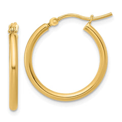 14k Yellow Gold High Polish Hoop Earrings, 2x20mm