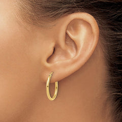 14k Yellow Gold High Polish Hoop Earrings, 2x20mm