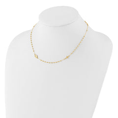 14K Yellow Gold Miraculous Medal and Cross Rosary Necklace, 16.5 Inches