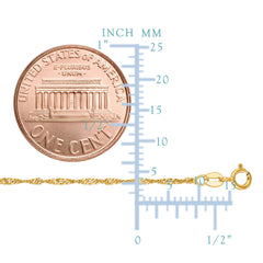 14k Yellow Gold Singapore Chain Necklace, 1.5mm