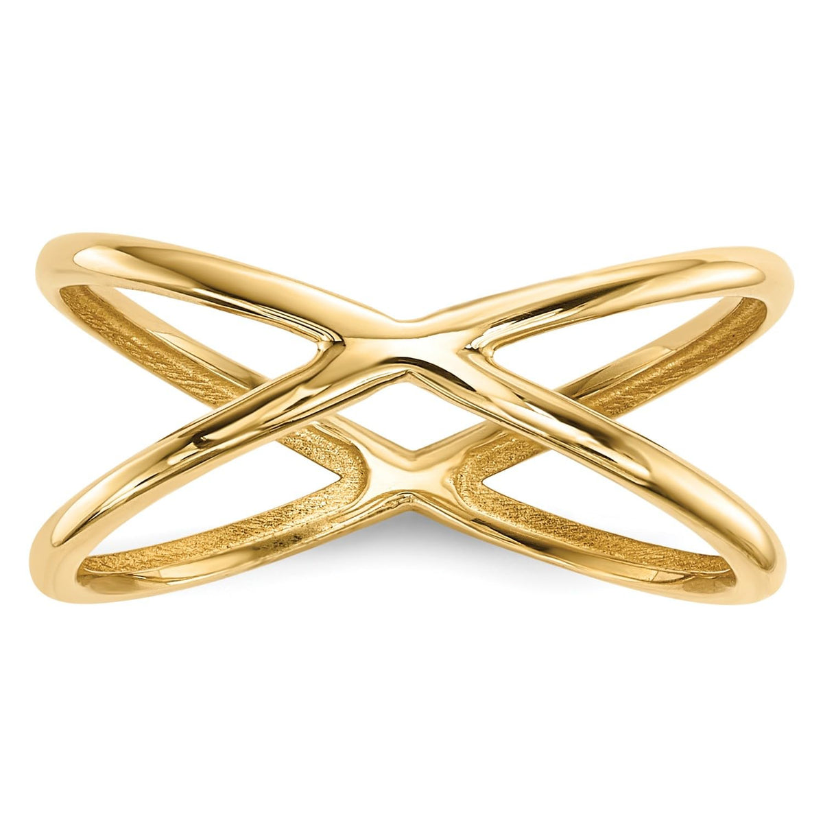14k Yellow Gold High Polish Criss-Cross X Ring, Size 7