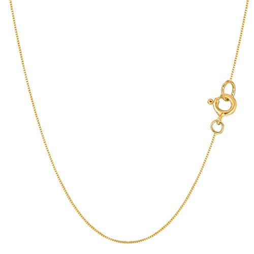 Solid 925 Sterling Silver, 22K Gold Plated Box Style Chain Necklace, 0.8mm (18 Inches)