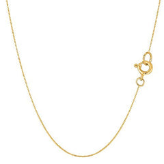 Solid 925 Sterling Silver, 22K Gold Plated Box Style Chain Necklace, 0.8mm (18 Inches)