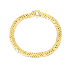 14k Yellow Real Gold 6mm Chevron Link Chain Bracelet, 7.5