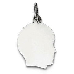 14K White Gold Male Head Silhouette Charm, 18 x 28 mm
