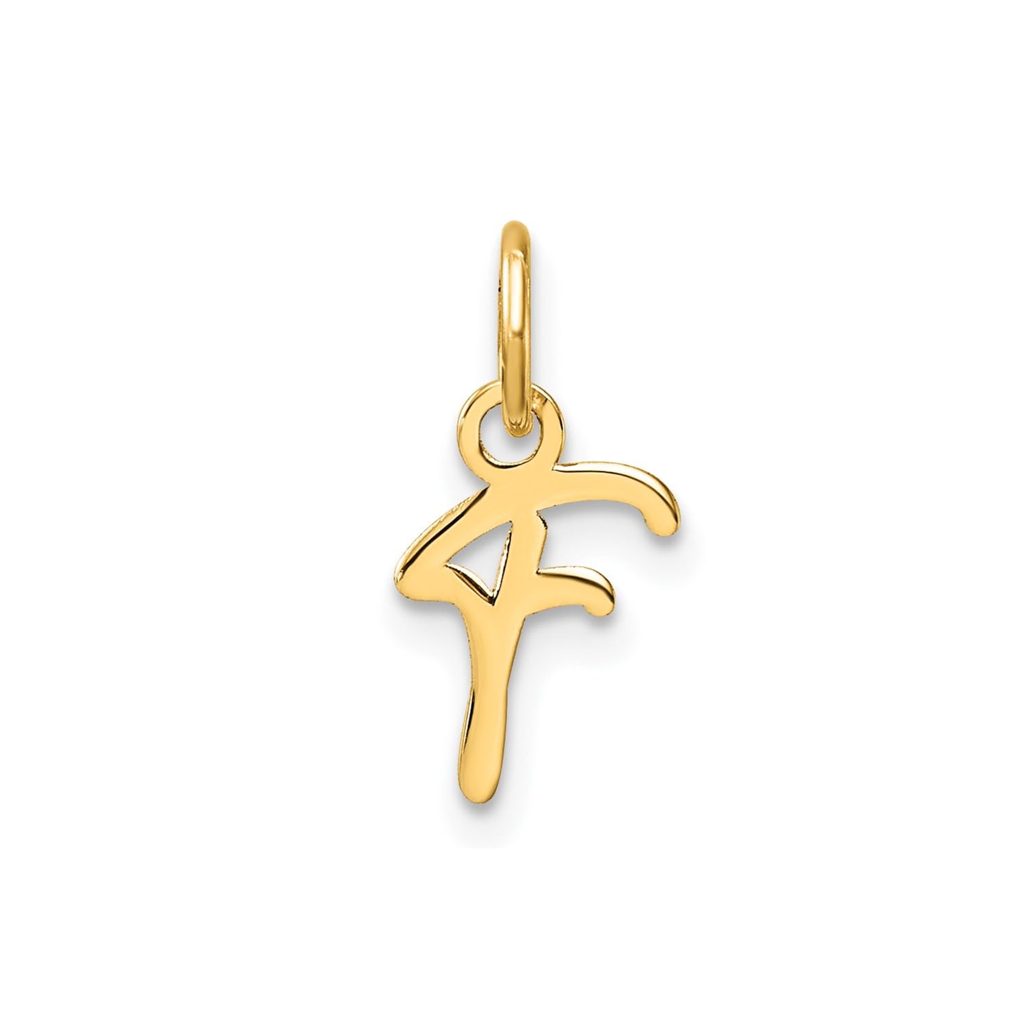 14K Yellow Gold Script Alphabet Initial Letter Charm Pendant, 14mm