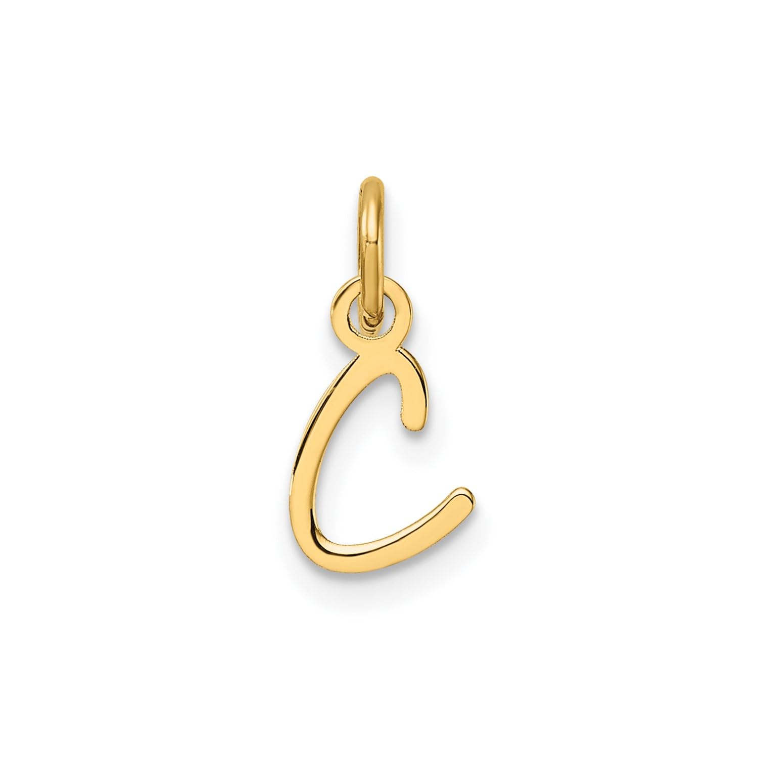 14K Yellow Gold Script Alphabet Initial Letter Charm Pendant, 14mm