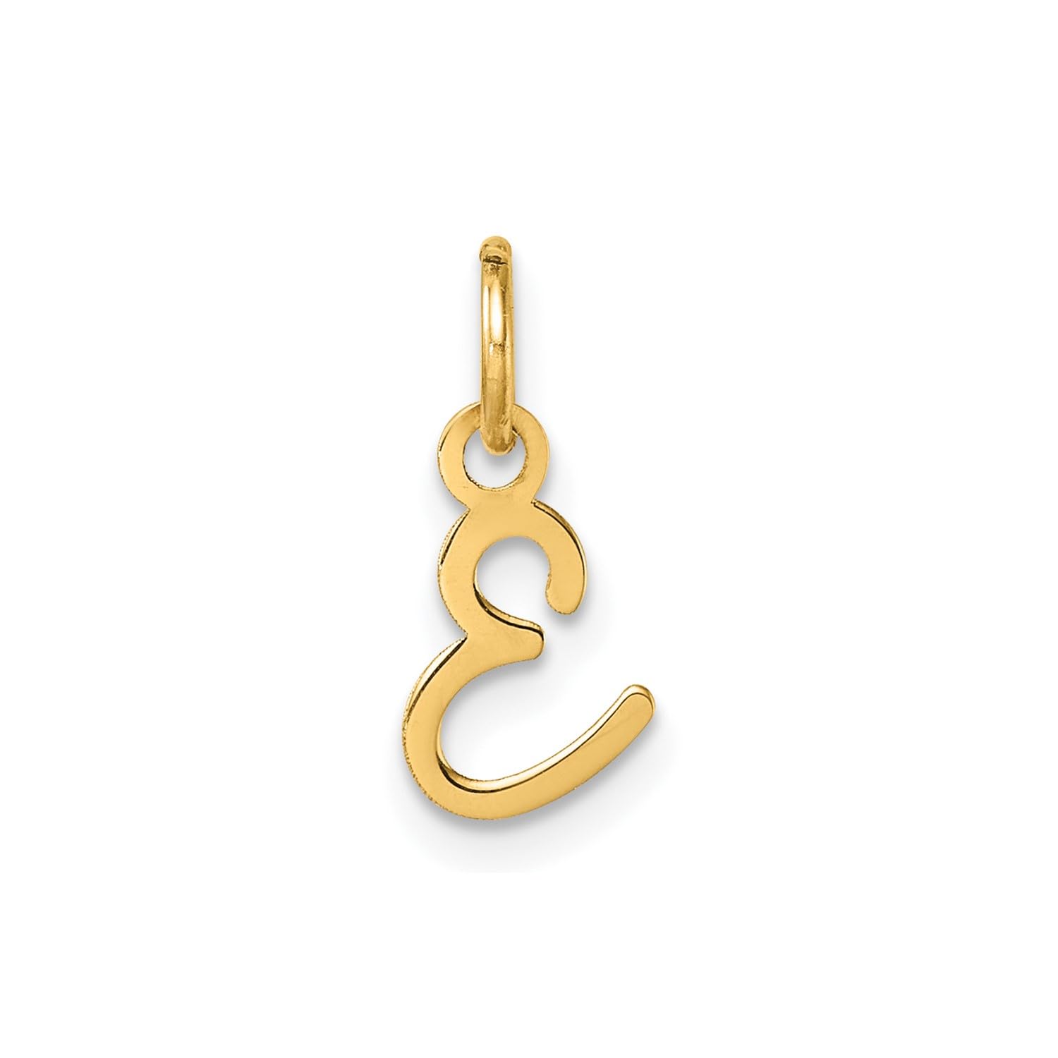 14K Yellow Gold Script Alphabet Initial Letter Charm Pendant, 14mm