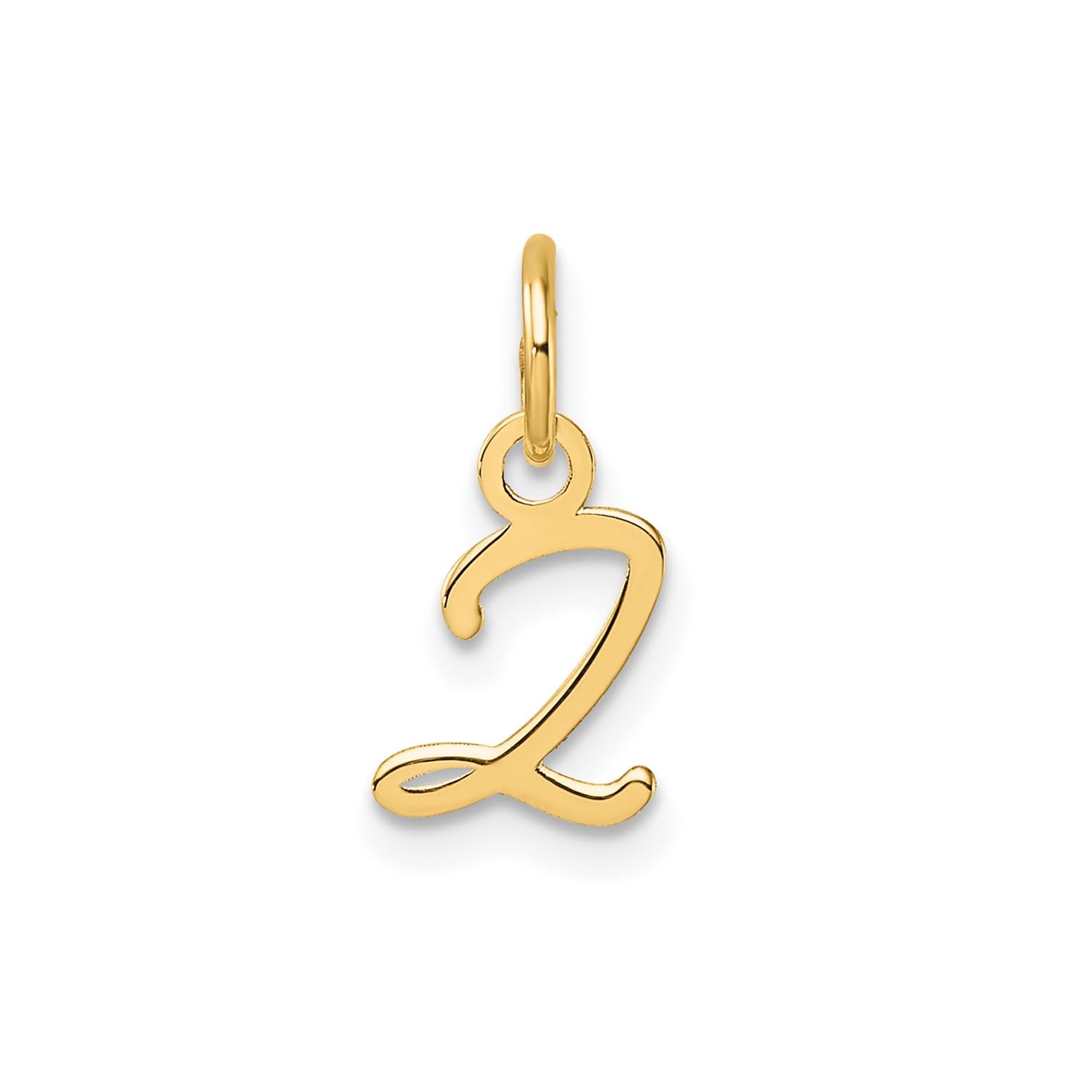 14K Yellow Gold Script Alphabet Initial Letter Charm Pendant, 14mm