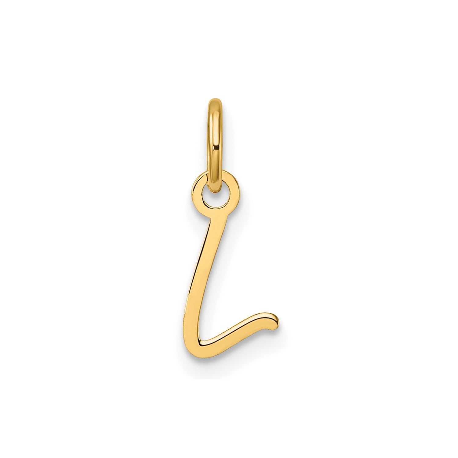 14K Yellow Gold Script Alphabet Initial Letter Charm Pendant, 14mm
