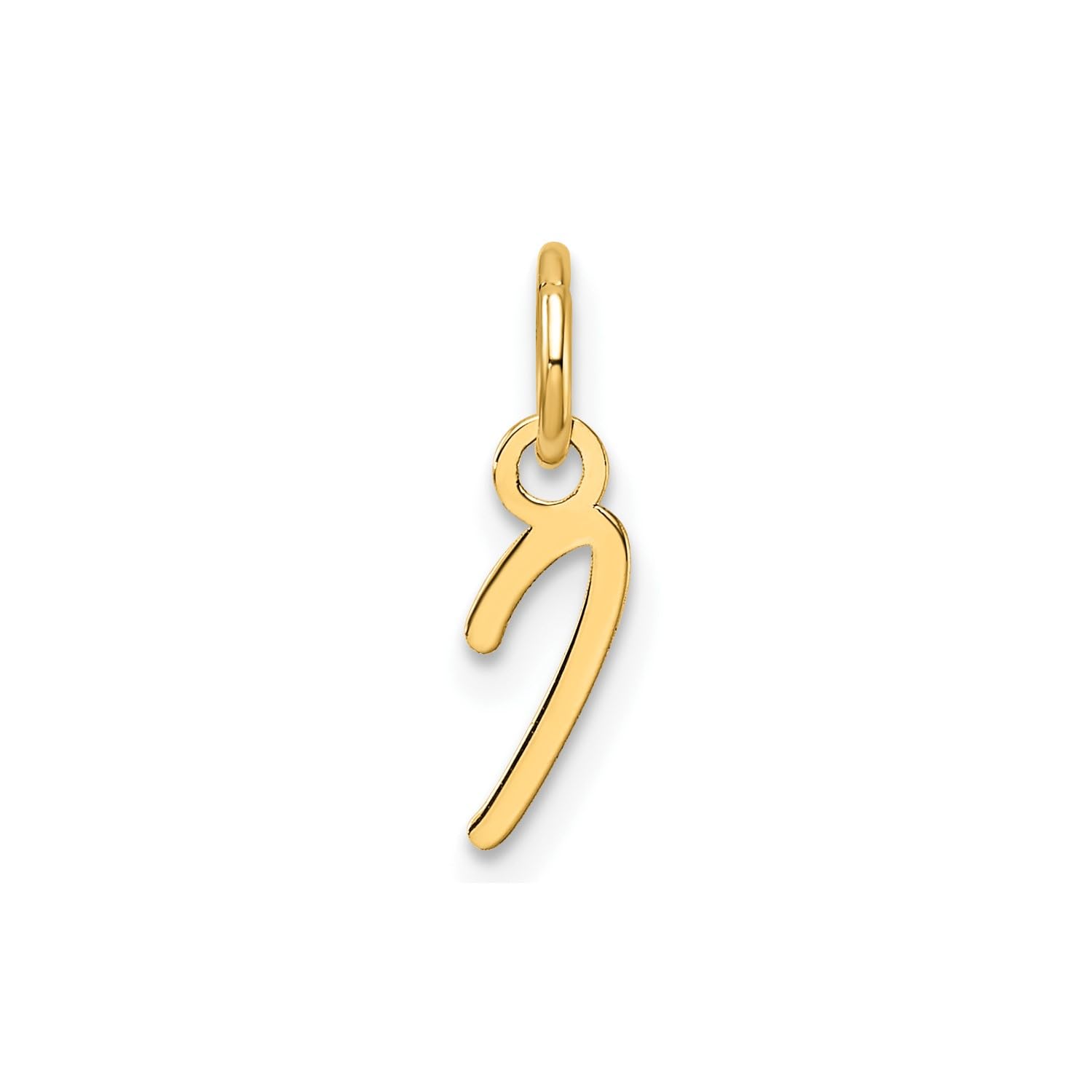 14K Yellow Gold Script Alphabet Initial Letter Charm Pendant, 14mm