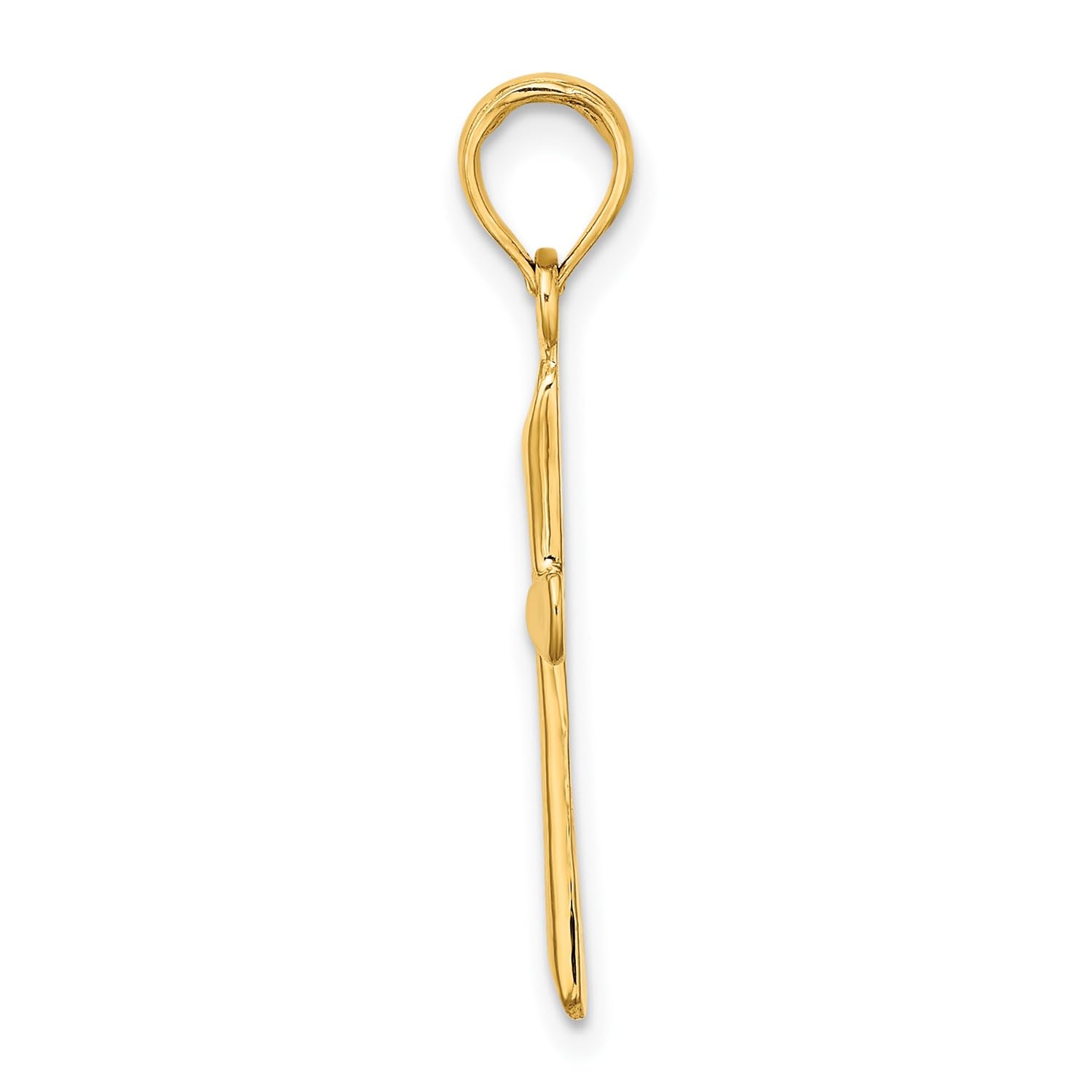 14k Yellow Gold Cross Pendant, High Polished Beveled Tips, 25x13mm