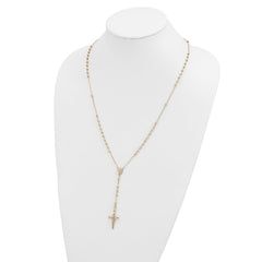 Jewelry Affairs 14K Yellow Gold Beaded Rosary Necklace with Crucifix, 24