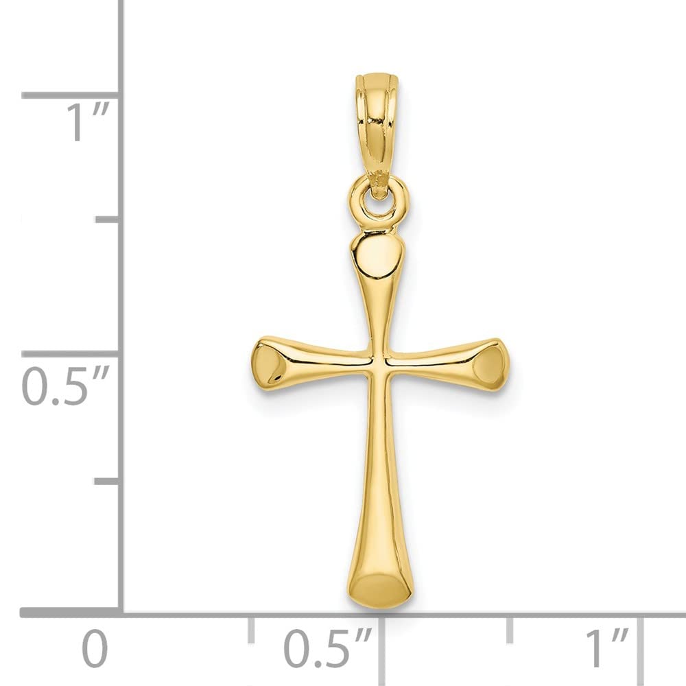 14k Yellow Gold Cross Pendant, High Polished Beveled Tips, 25x13mm