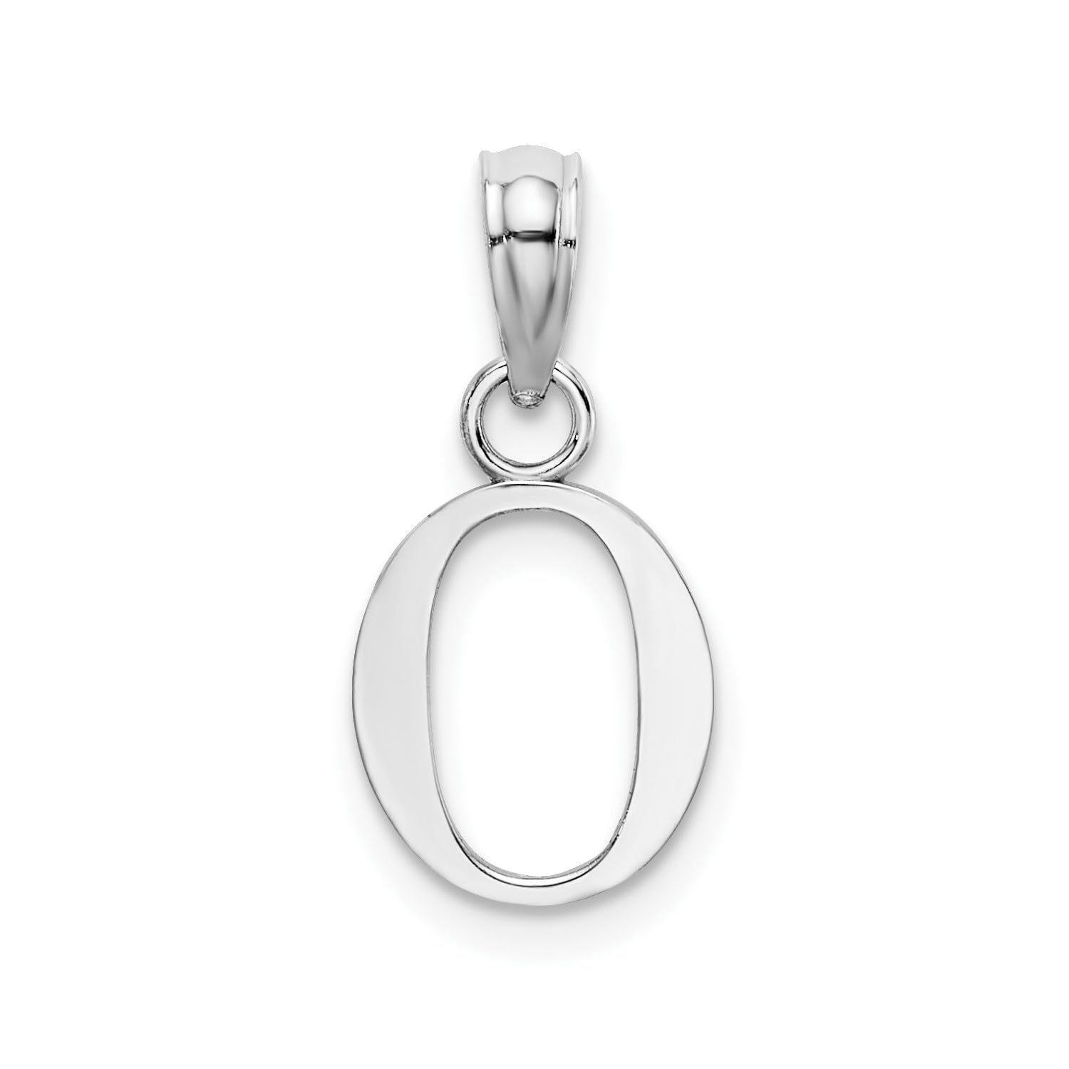 14K White Gold Block Font Letter Initial Pendant, 12x13mm