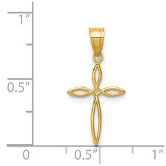 Jewelry Affairs 14K Yellow Gold Cross Pendant, Passion Design, 24x12mm