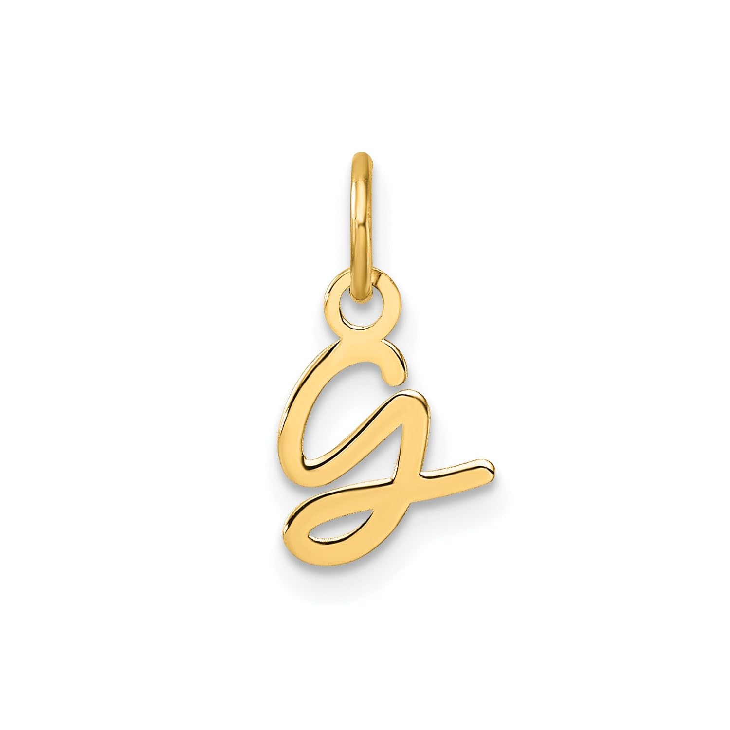 14K Yellow Gold Script Alphabet Initial Letter Charm Pendant, 14mm