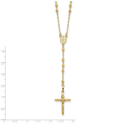 Jewelry Affairs 14K Yellow Gold Beaded Rosary Necklace with Crucifix, 24