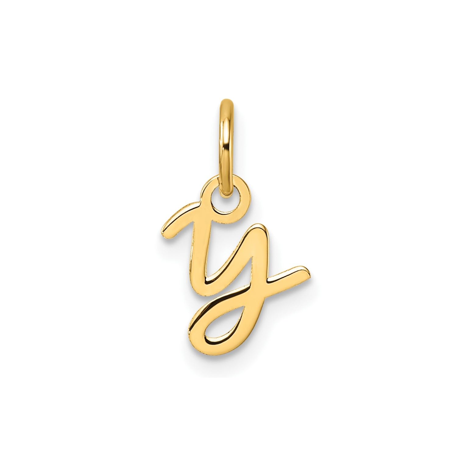 14K Yellow Gold Script Alphabet Initial Letter Charm Pendant, 14mm