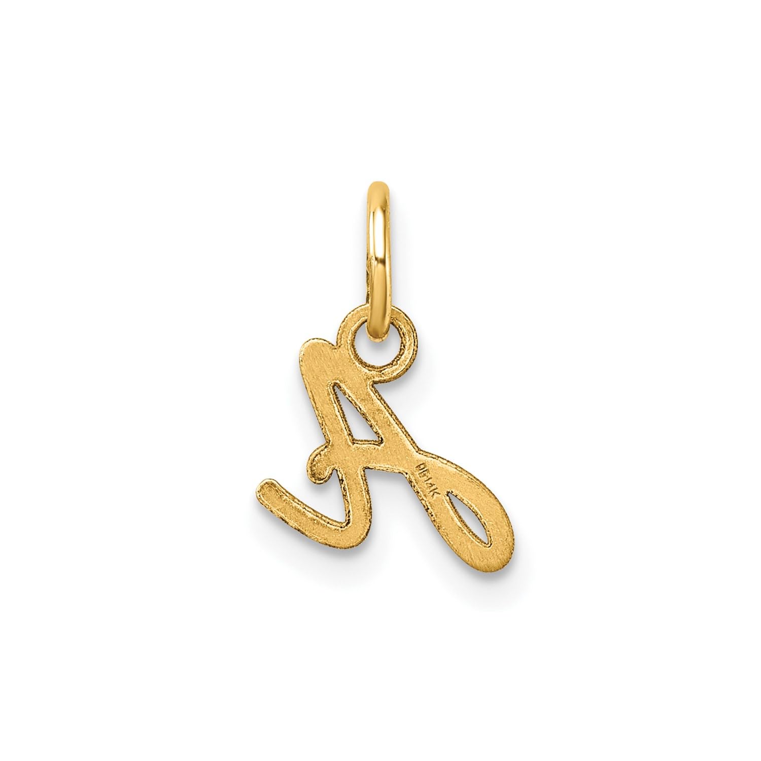 14K Yellow Gold Script Alphabet Initial Letter Charm Pendant, 14mm