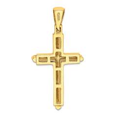 10k Yellow Gold Unisex Cross Charm Pendant fine designer jewelry for men and women
