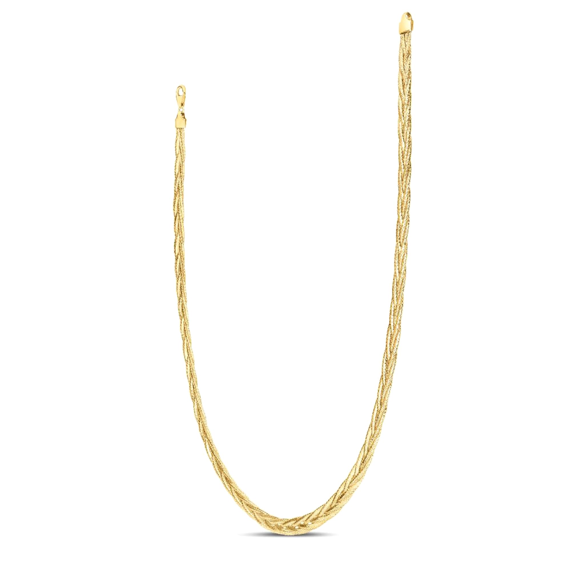 14k Real Solid Yellow Gold Rapunzel Woven Chain Necklace, 18"