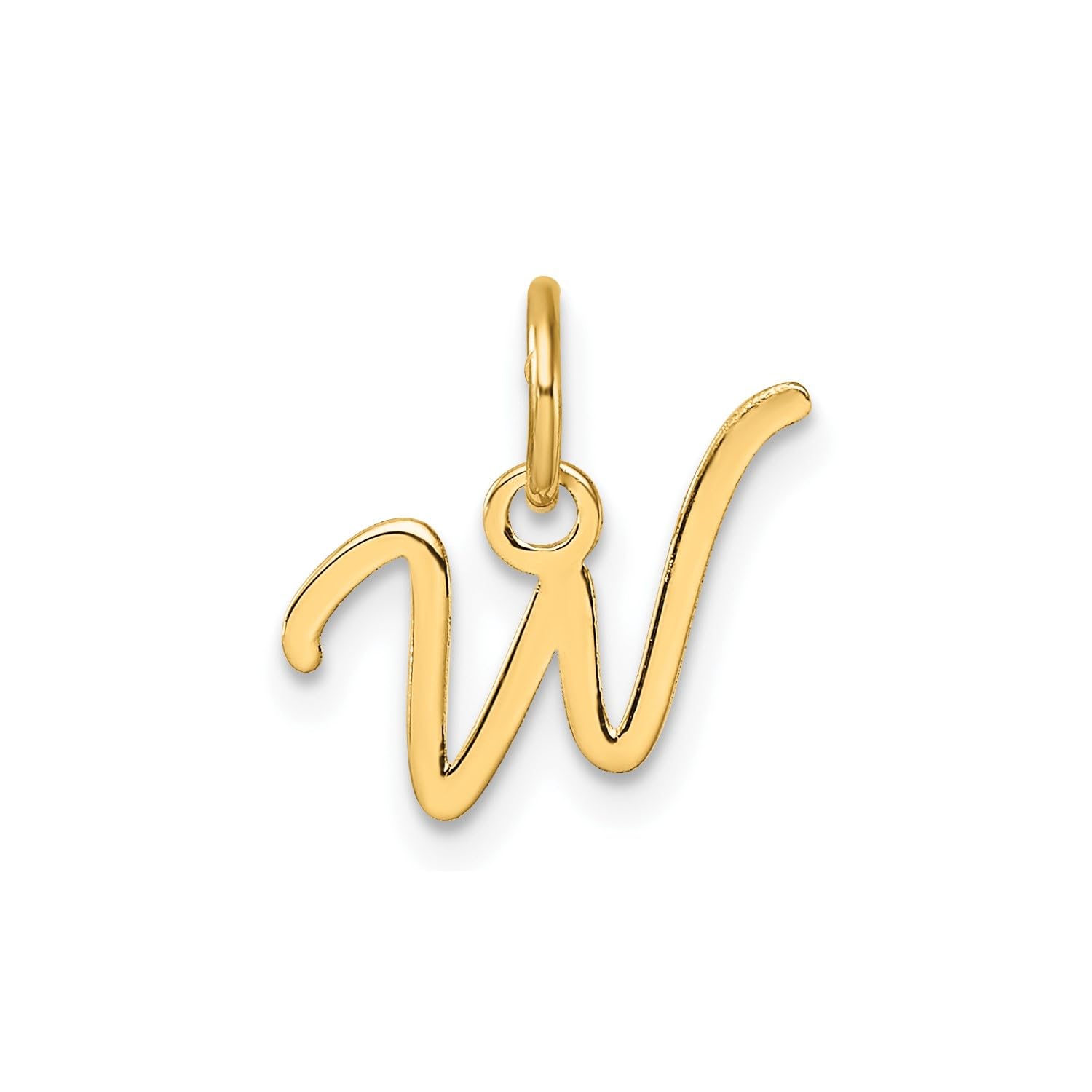 14K Yellow Gold Script Alphabet Initial Letter Charm Pendant, 14mm