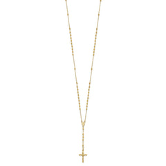 Jewelry Affairs 14K Yellow Gold Beaded Rosary Necklace with Crucifix, 24