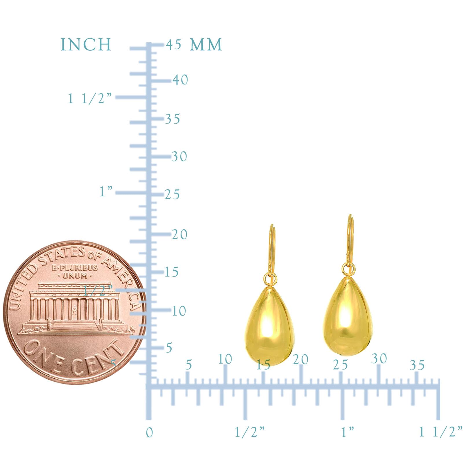 14K Yellow Gold Tear Drop Earrings