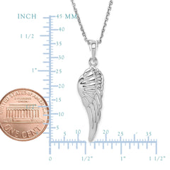 Sterling Silver Angel Wing Pendant Necklace, 18"