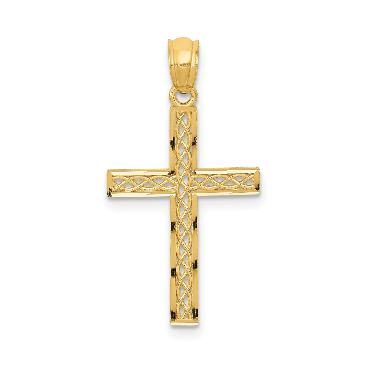 14k Yellow Gold Filigree Cross Pendant 30mm
