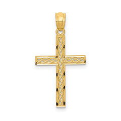 14k Yellow Gold Filigree Cross Pendant 30mm