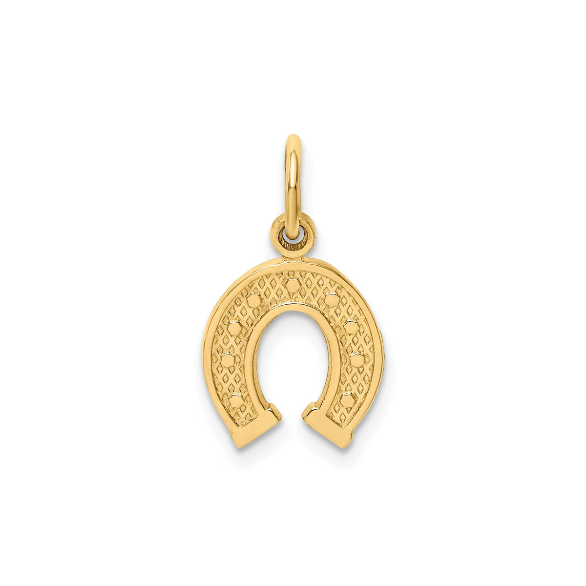 14k Yellow Gold Horseshoe Charm Pendant, 20x10mm