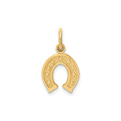 14k Yellow Gold Horseshoe Charm Pendant, 20x10mm