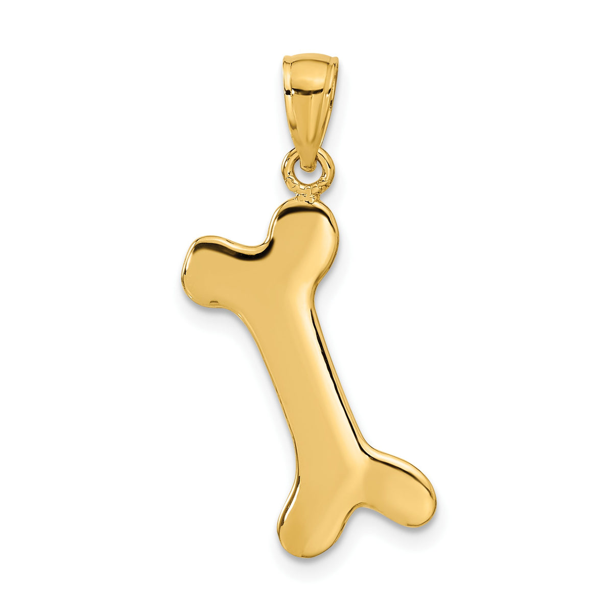 14k Solid Gold Polished Dog Bone Charm, 34x19mm