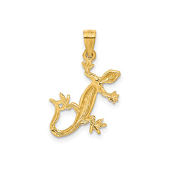 14k Yellow Gold Diamond Cut Lizard Pendant, 23x18mm