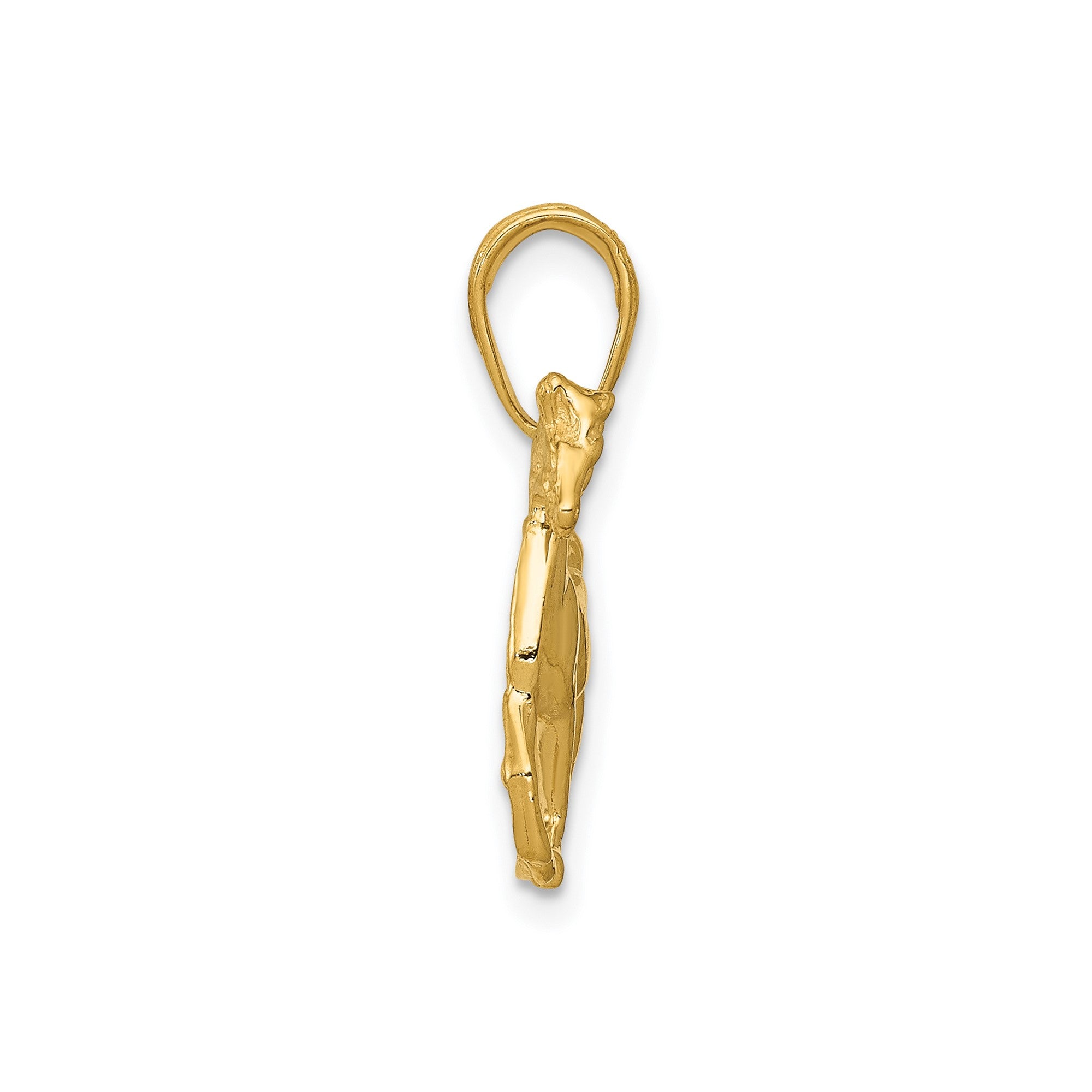 14k Yellow Gold Standing Horse Pendant, 22x20mm