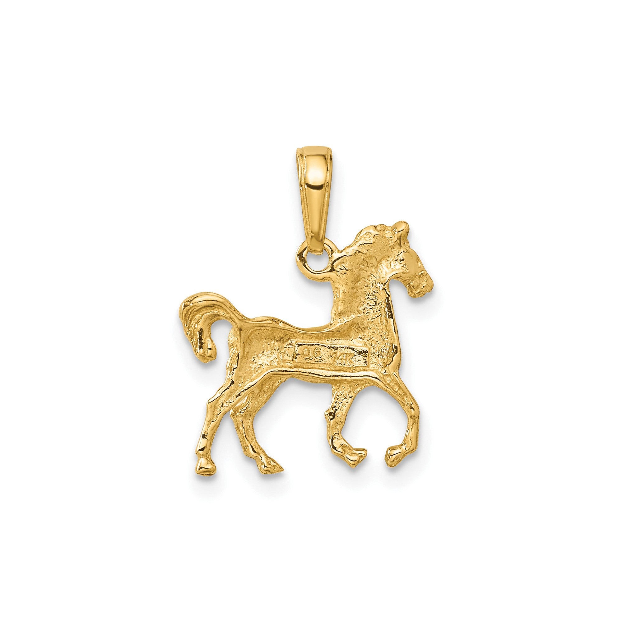 14k Yellow Gold Standing Horse Pendant, 22x20mm