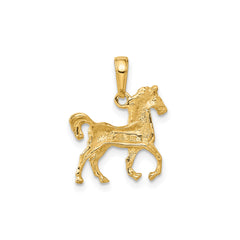 14k Yellow Gold Standing Horse Pendant, 22x20mm