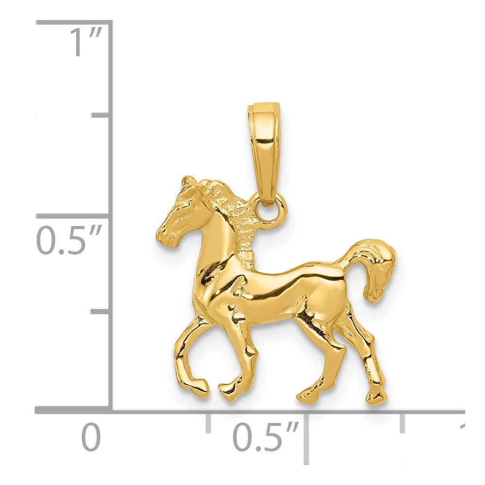 14k Yellow Gold Standing Horse Pendant, 22x20mm