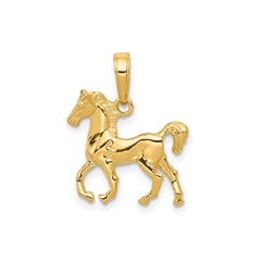 14k Yellow Gold Standing Horse Pendant, 22x20mm