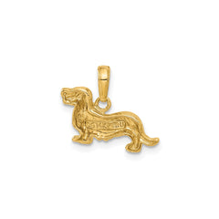 14k Yellow Gold Long-Haired Dachshund Dog Pendant Charm, 14x17mm
