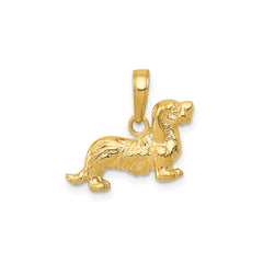 14k Yellow Gold Long-Haired Dachshund Dog Pendant Charm, 14x17mm